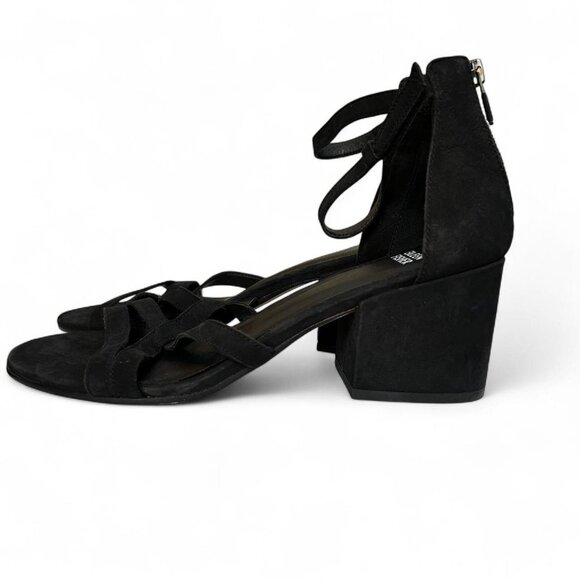 Eileen Fisher Jazzy Black Suede Block Heel Sandals – Women’s Size 10 - Picture 2 of 5